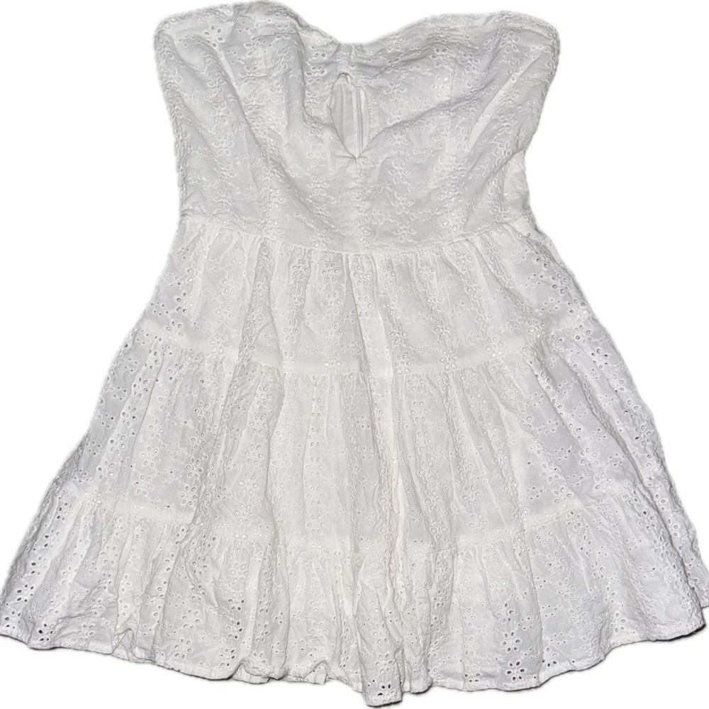 White Eyelet Strapless Dress
